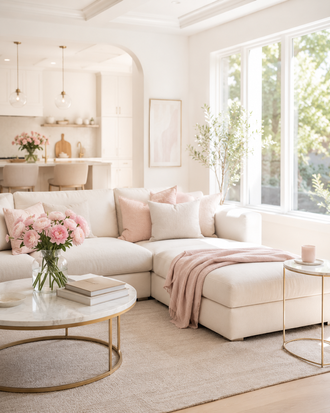 Tidy living room after a residential cleaning